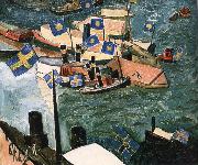 Isaac Grunewald The flag in Port oil painting on canvas